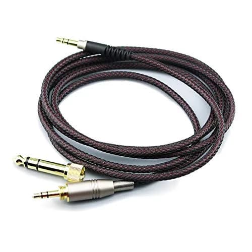 NewFantasia Replacement Audio Upgrade Cable 1.5m (4.9ft) with 3.5mm & 6.35mm Adapters | Braided OFC Wire for Audio-Technica Headphones thumbnail 1