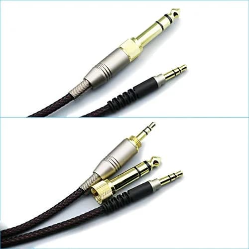 NewFantasia Replacement Audio Upgrade Cable 1.5m (4.9ft) with 3.5mm & 6.35mm Adapters | Braided OFC Wire for Audio-Technica Headphones thumbnail 3