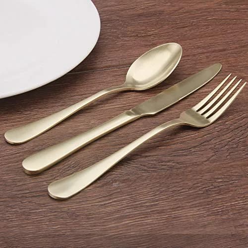 sharecook Matte Champagne Silverware Set, 20-Piece Stainless Steel Flatware Set with Satin Finish | Service for 4 thumbnail 6