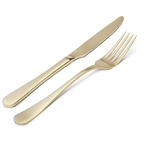 sharecook Matte Champagne Silverware Set, 20-Piece Stainless Steel Flatware Set with Satin Finish | Service for 4 thumbnail 3