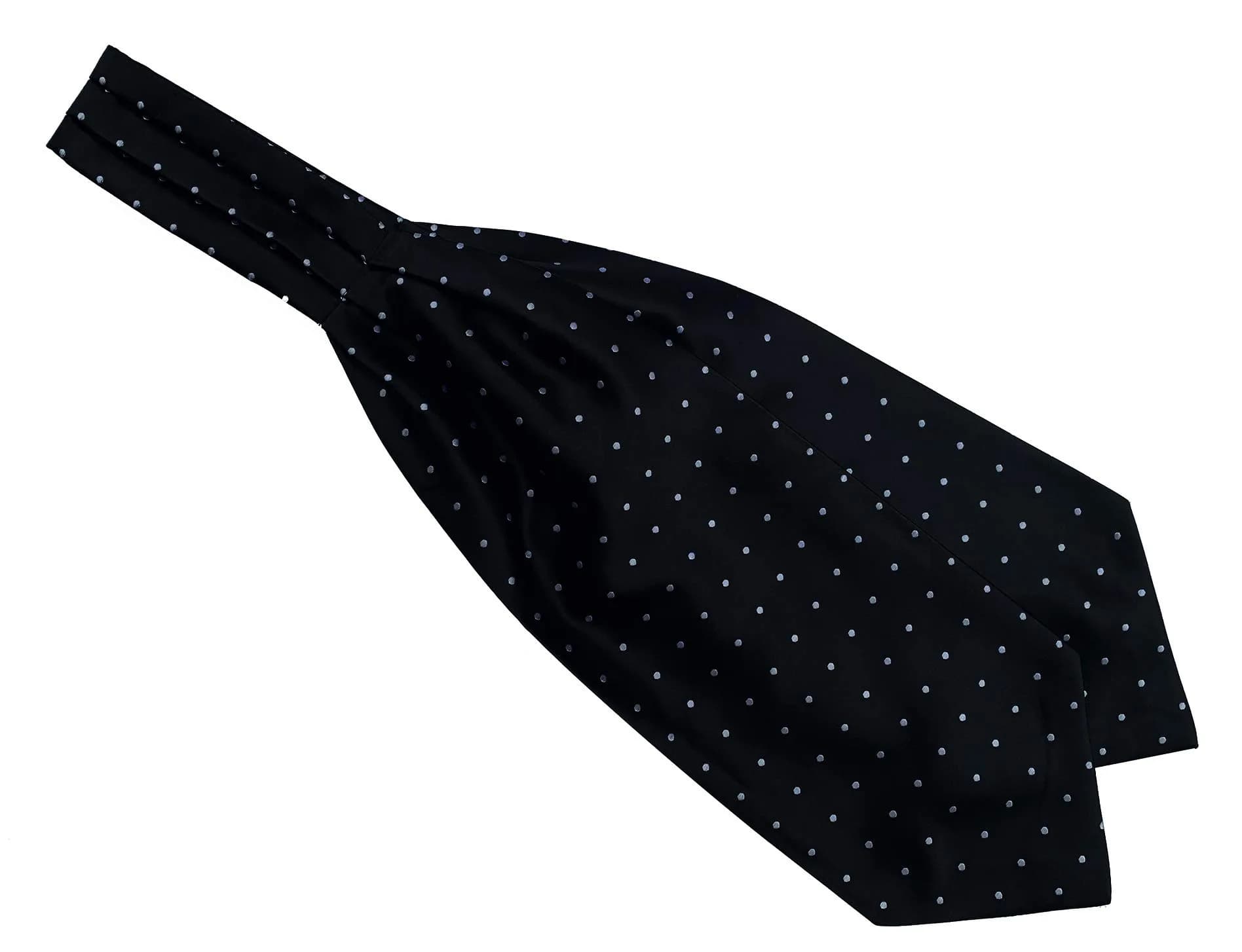 Secdtie Classic Jacquard Woven Self Cravat Tie | Black with White Polka Dot for Men — Black White Dot