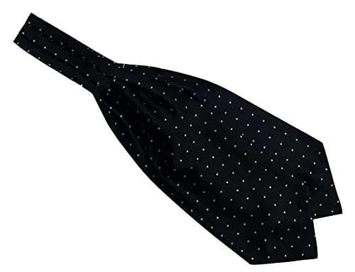 Secdtie Classic Jacquard Woven Self Cravat Tie | Black with White Polka Dot for Men thumbnail 1
