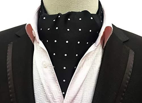 Secdtie Classic Jacquard Woven Self Cravat Tie | Black with White Polka Dot for Men thumbnail 2