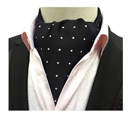 Secdtie Classic Jacquard Woven Self Cravat Tie | Black with White Polka Dot for Men thumbnail 3