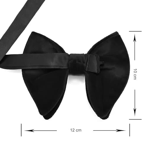 GUSLESON Solid Black Velvet Bow Tie Set with Pocket Square & Cufflinks | Pre-tied Adjustable thumbnail 4