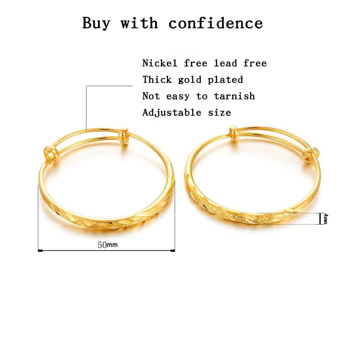 Ethlyn 18K Gold Plated Star Bangle Set for Kids | 2 Bangles, Adjustable Fit (4.5-5.5cm Inner Diameter) - view 5