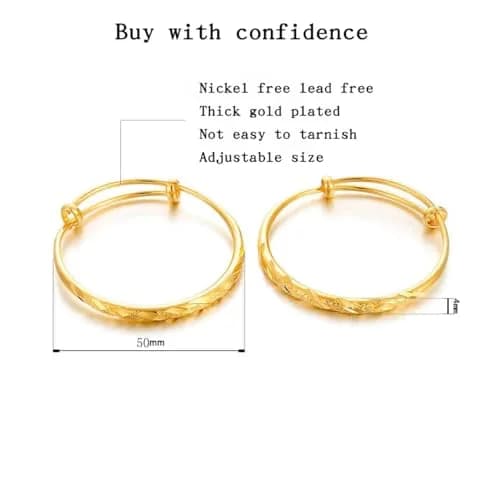 Ethlyn 18K Gold Plated Star Bangle Set for Kids | 2 Bangles, Adjustable Fit (4.5-5.5cm Inner Diameter) thumbnail 5