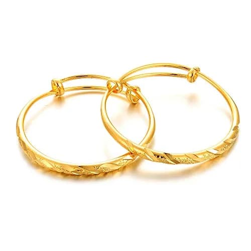 Ethlyn 18K Gold Plated Star Bangle Set for Kids | 2 Bangles, Adjustable Fit (4.5-5.5cm Inner Diameter) thumbnail 1