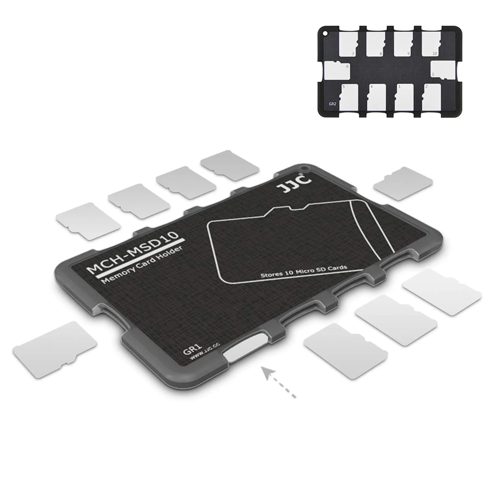JJC 6-Slot SD Micro SD Card Case Organizer | Credit Card Size, Ultra-Thin, Lightweight — 10 Micro SD Card Slots
