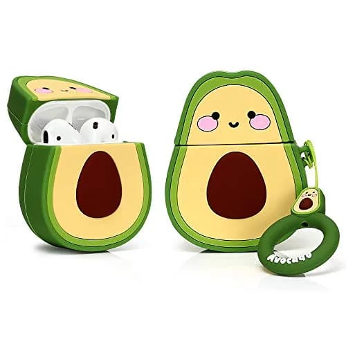 LEWOTE Silicone Case Compatible for Apple Airpods 1&2 | Cute Fruit & Vegetable Series (Smile Avocado) | Impact Absorbent 5g thumbnail 1
