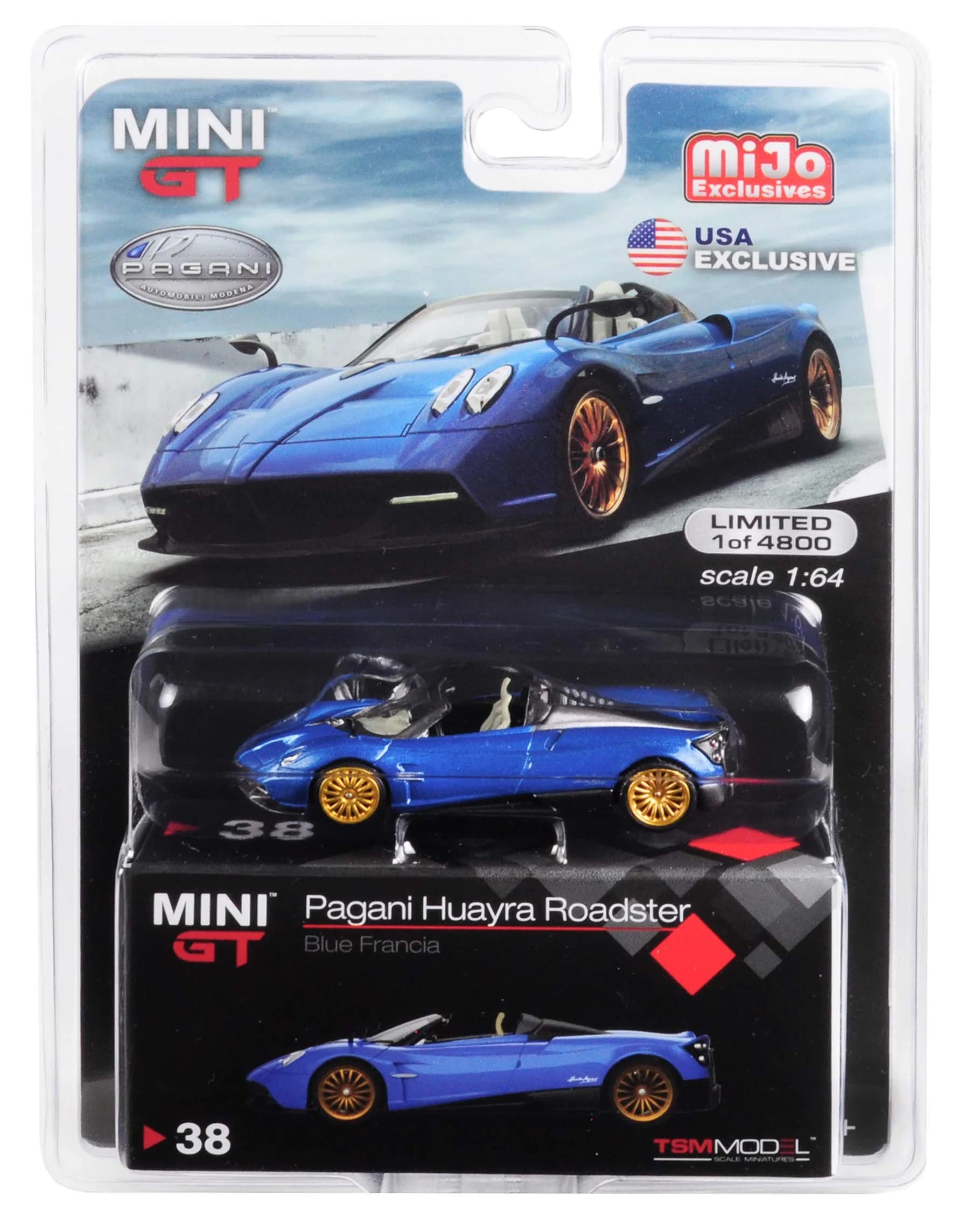 Truescale Miniatures Pagani Huayra Roadster Blue Francia 1/64 Scale Diecast Car | Limited Edition 4,800 Pieces Worldwide — Blue