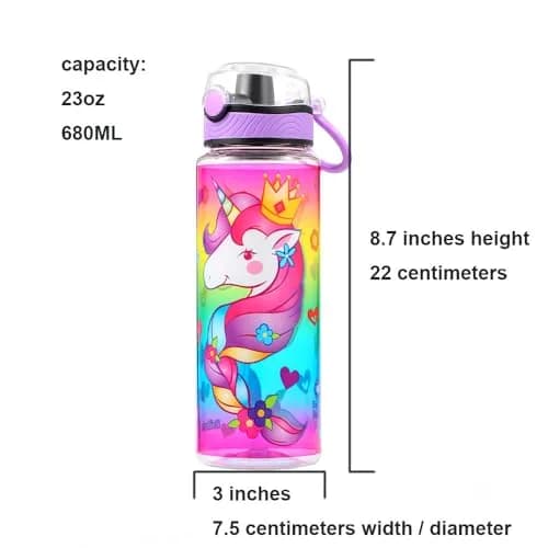 Home Tune 23oz Unicorn Water Bottle for Kids | Leak-Proof, BPA Free, Easy Clean thumbnail 3