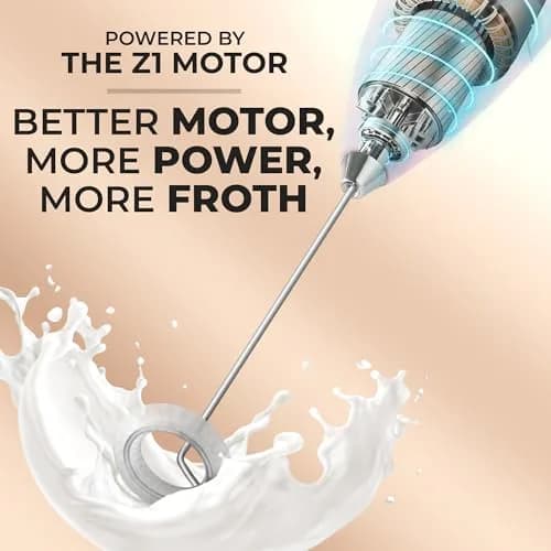 Zulay Kitchen Powerful Milk Frother with Upgraded Titanium Motor, Handheld Electric Whisk, Innocent Pink | Froths Milk in Seconds thumbnail 3