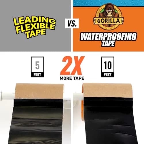 GORILLA Waterproof Patch & Seal Tape Black 4" x 10' (12.1 cm x 30.48 m) 2-Pack | Permanent Waterproof Seal for Leaks & Repairs thumbnail 8