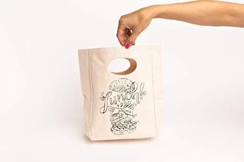 Organic Cotton Mart Organic Canvas Lunch Bag | Reusable & Machine Washable Tote | 27.9 cm (11 in) x 20.3 cm (8 in) x 10.2 cm (4 in) thumbnail 4