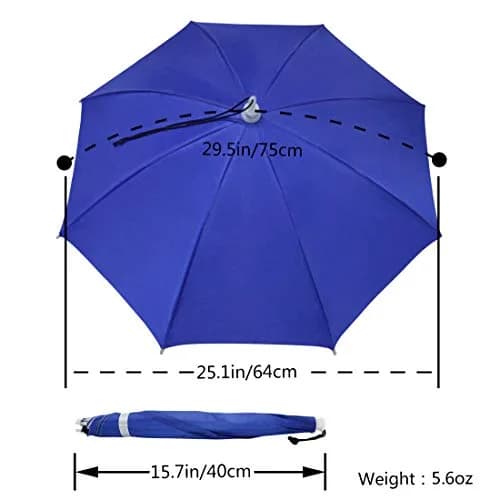 NEW-Vi Umbrella Hat Adult and Kids Folding Cap Blue/Silver | Hands-Free Sun and Rain Protection thumbnail 5