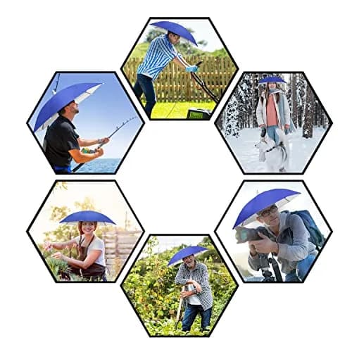 NEW-Vi Umbrella Hat Adult and Kids Folding Cap Blue/Silver | Hands-Free Sun and Rain Protection thumbnail 7