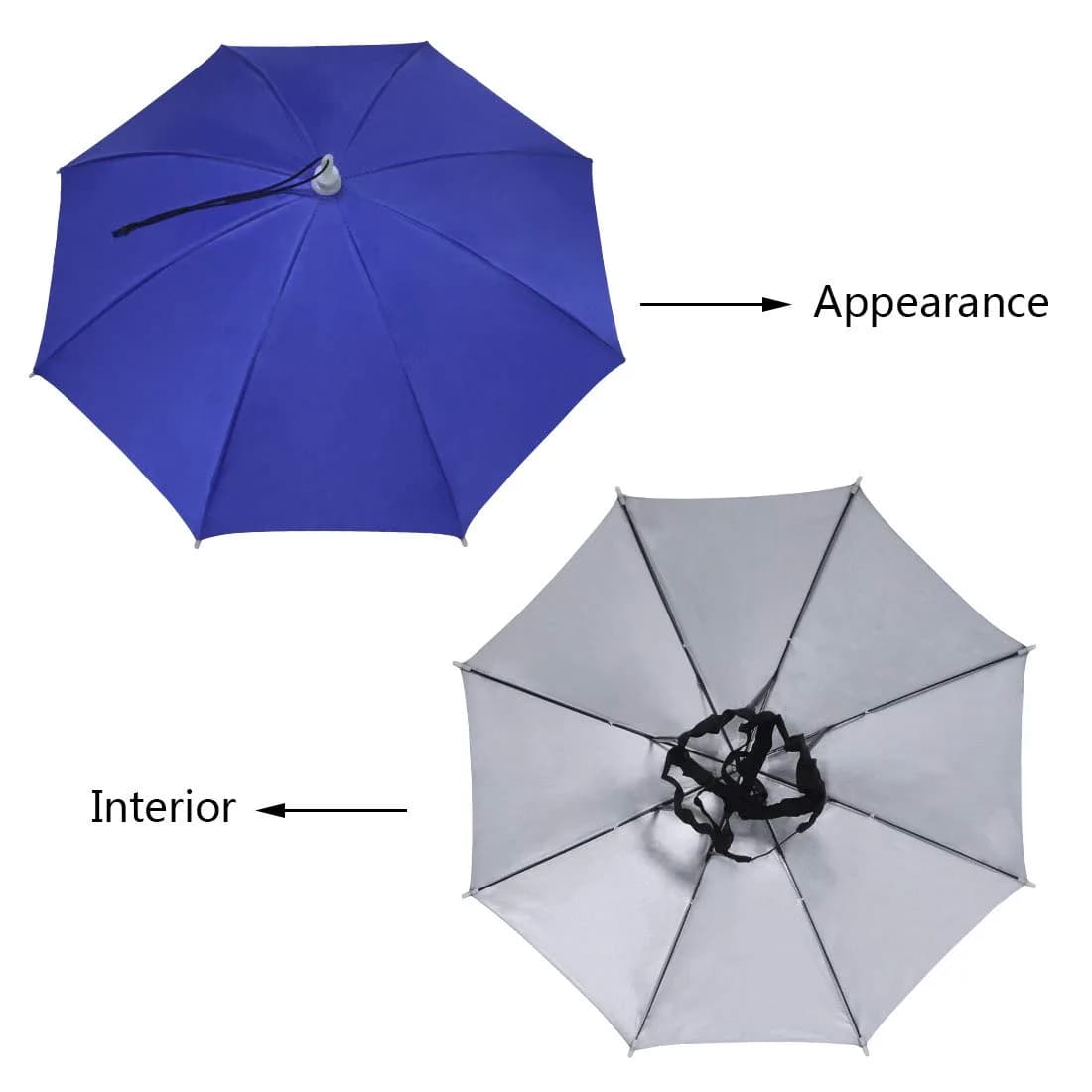 NEW-Vi Umbrella Hat Adult and Kids Folding Cap Blue/Silver | Hands-Free Sun and Rain Protection - view 4
