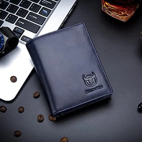BULLCAPTAIN Large Capacity Genuine Leather Wallet for Men QB-027 | RFID Protected & Expandable (Blue) thumbnail 2