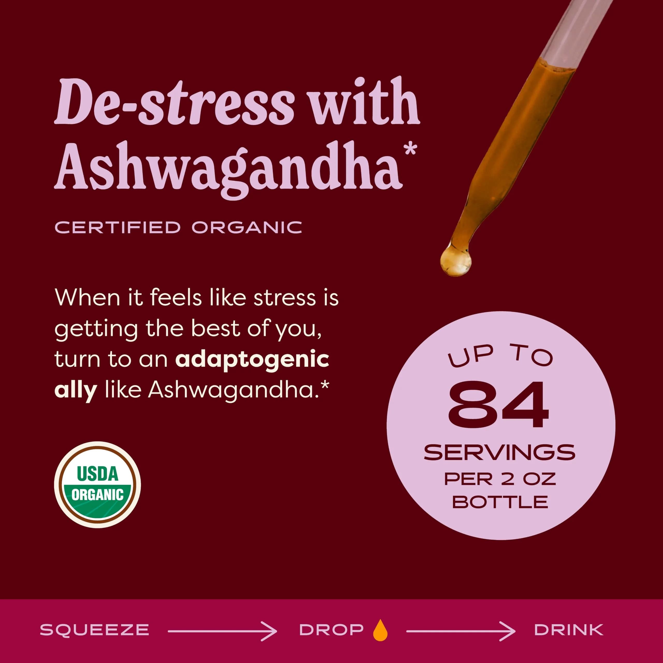 Herb Pharm Organic Ashwagandha Alcohol-Free Liquid Extract 60ml (2 Fl Oz) | USDA Organic Stress Support Glycerite - view 2