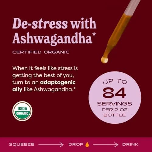 Herb Pharm Organic Ashwagandha Alcohol-Free Liquid Extract 60ml (2 Fl Oz) | USDA Organic Stress Support Glycerite thumbnail 2