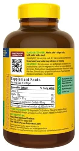 Nature Made Extra Strength Magnesium 400 mg 180 Count (Pack of 1) | Supports Nerve, Muscle, Heart and Bone Health thumbnail 2