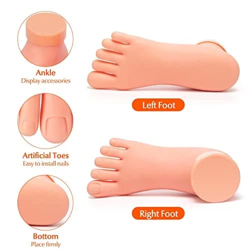 Krofaue Flexible Soft Silicone Fake Foot Model for Nail Practice | 1 Pair (280g) thumbnail 4