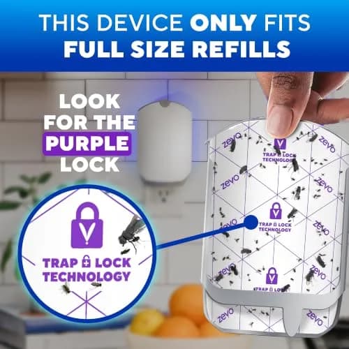 Zevo Flying Insect Trap with Refill | Catches Fruit Flies, Gnats & House Flies 24/7 | 1 Device & 1 Cartridge thumbnail 4