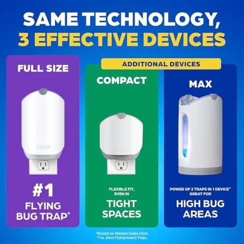 Zevo Flying Insect Trap with Refill | Catches Fruit Flies, Gnats & House Flies 24/7 | 1 Device & 1 Cartridge thumbnail 9