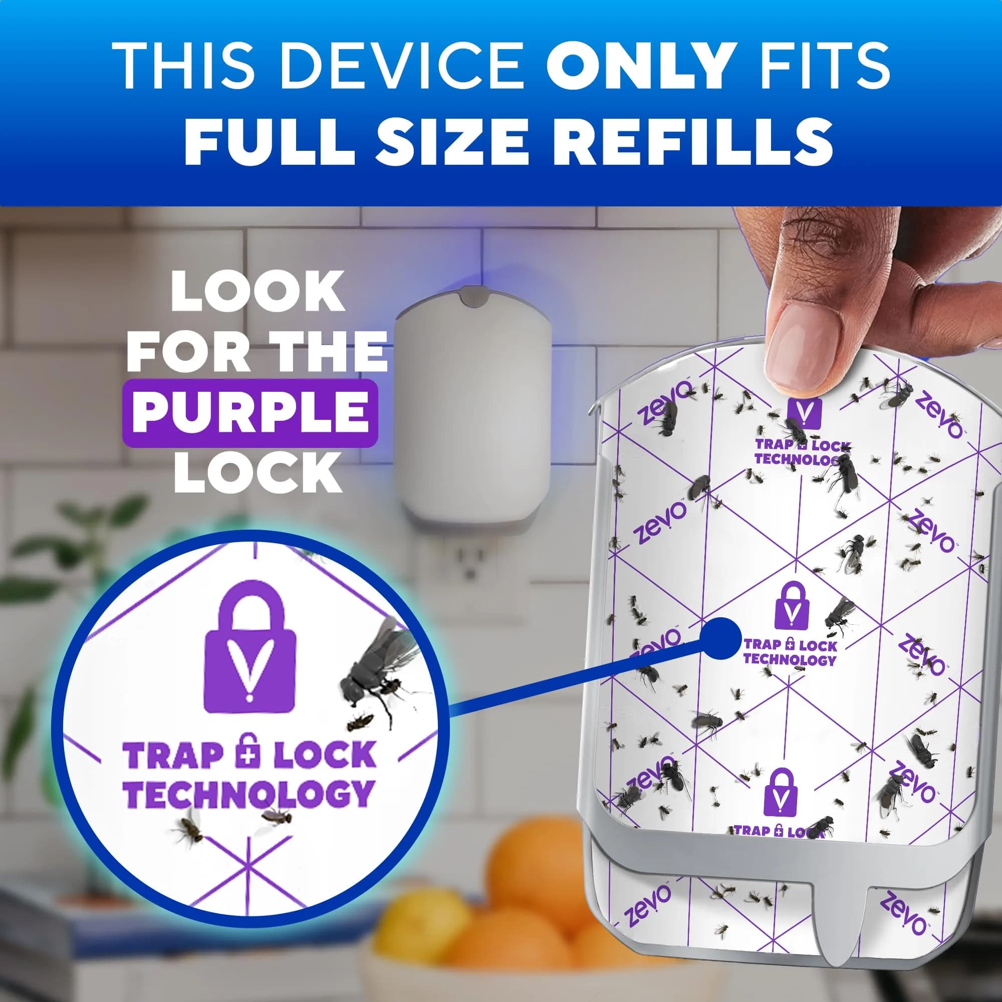 Zevo Flying Insect Trap with Refill | Catches Fruit Flies, Gnats & House Flies 24/7 | 1 Device & 1 Cartridge - view 4