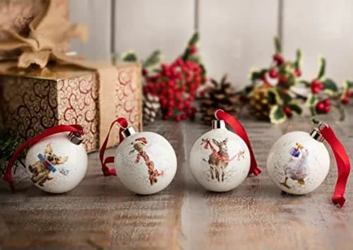 Portmeirion Christmas Bauble Gathered Around Snowman 2.6" Bone China Festive Decor thumbnail 7