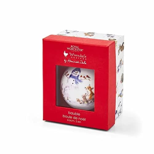 Portmeirion Christmas Bauble Gathered Around Snowman 2.6" Bone China Festive Decor thumbnail 3