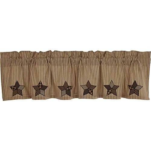 VHC Brands Farmhouse Star Appliqued Cotton Kitchen Curtains 16x60 | Rustic Colonial Americana Style thumbnail 4