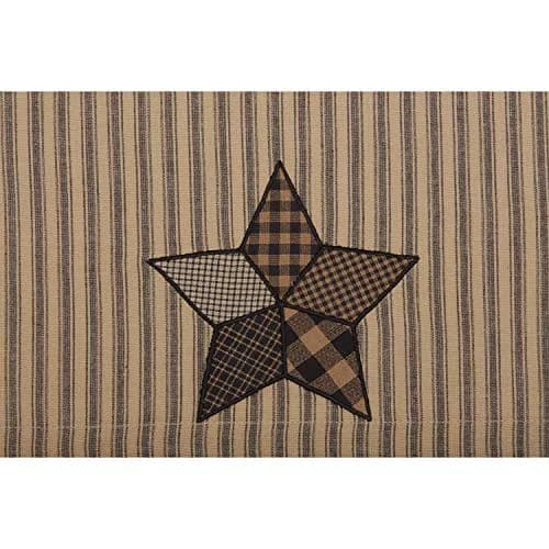 VHC Brands Farmhouse Star Appliqued Cotton Kitchen Curtains 16x60 | Rustic Colonial Americana Style thumbnail 3