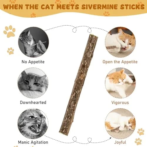 WoLover Silvervine Sticks for Cats, 25 Count | Natural Matatabi Chew Toys for Dental Care & Play thumbnail 4