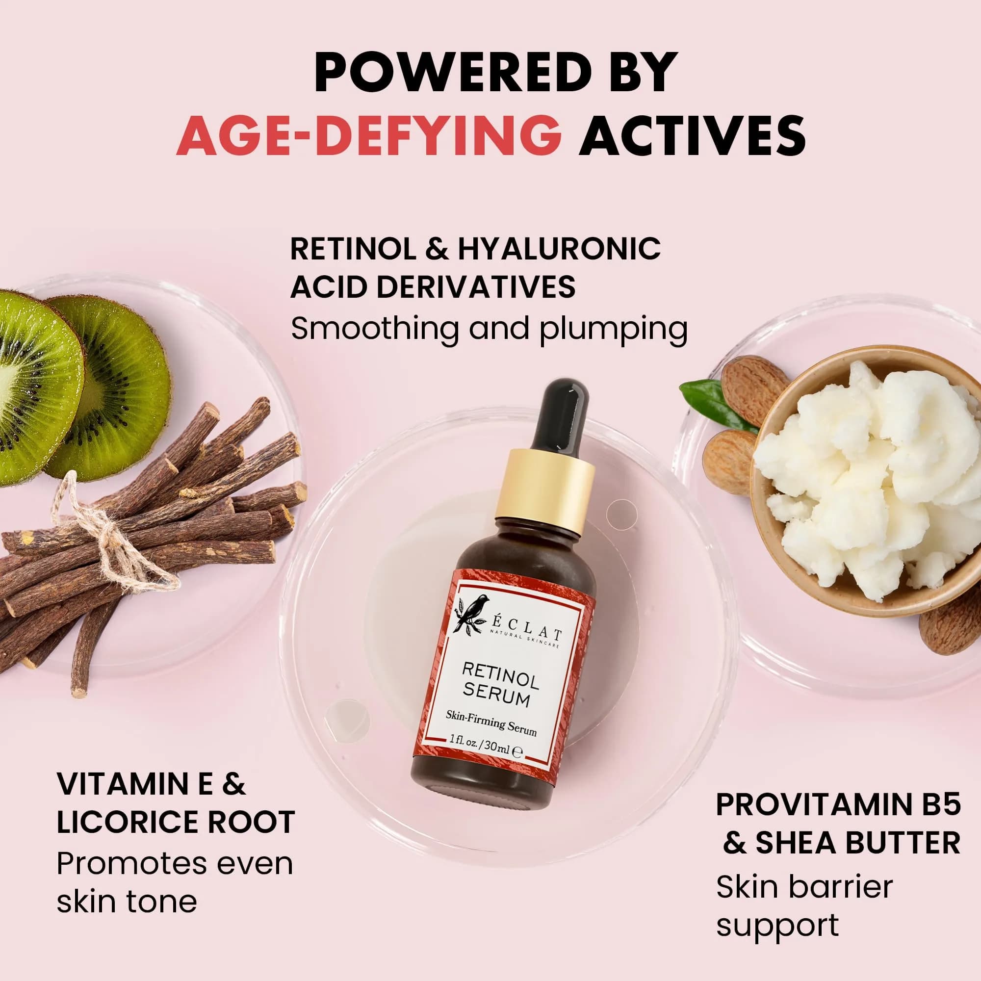 Eclat Skincare Renewing Retinol Serum 30ml (1 Fl Oz) | Anti-Aging Face Serum with Hyaluronic Acid & Aloe Vera - view 2