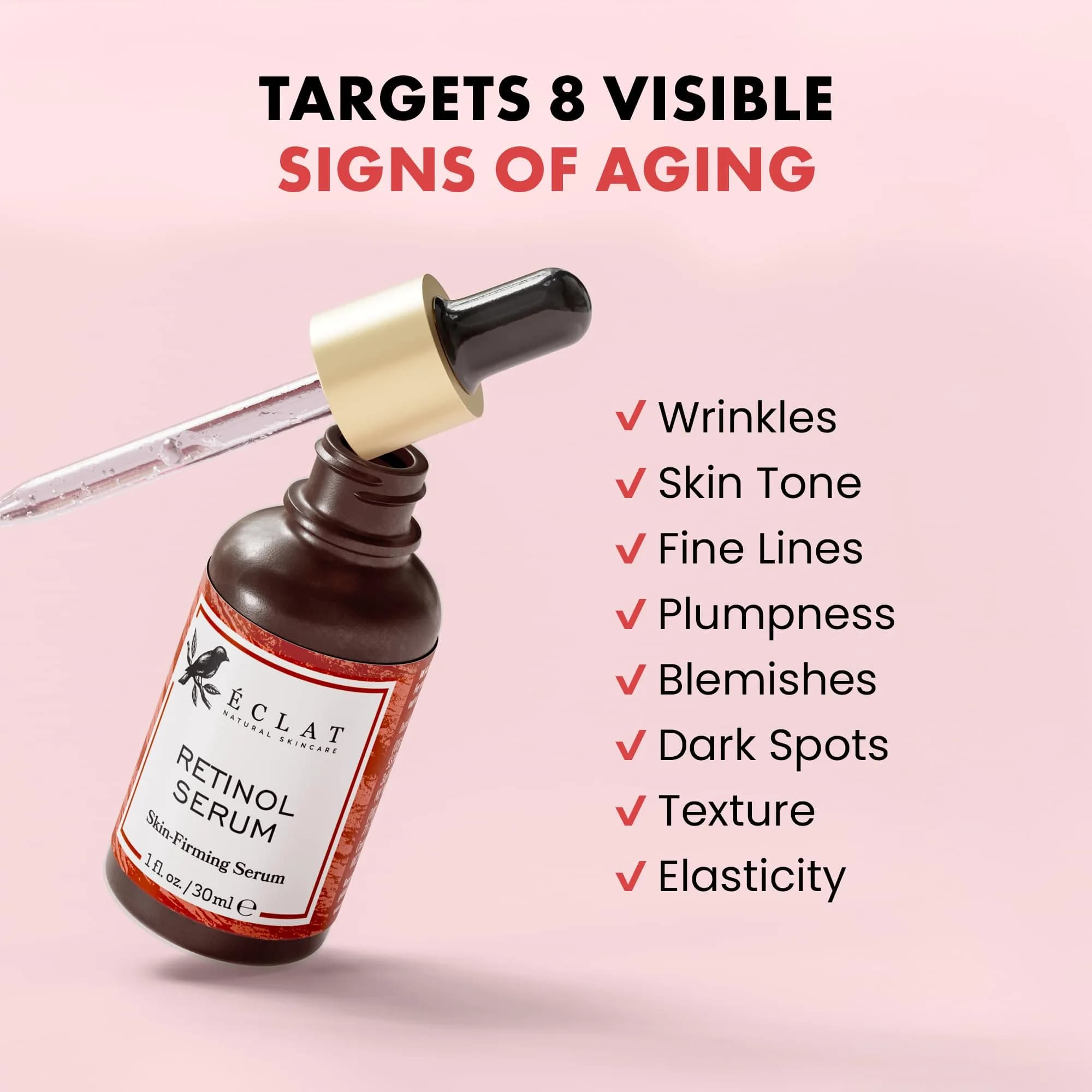 Eclat Skincare Renewing Retinol Serum 30ml (1 Fl Oz) | Anti-Aging Face Serum with Hyaluronic Acid & Aloe Vera - view 3
