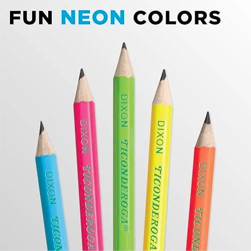 Ticonderoga Wood-Cased Pencils, Pre-Sharpened | Bright Neon Colors, #2 Graphite, Kid-Safe, 18 Count thumbnail 5