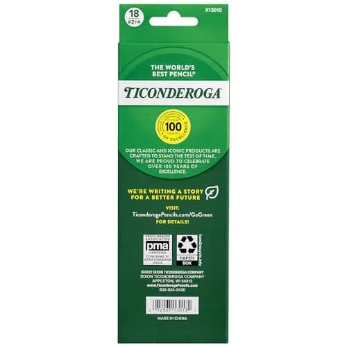 Ticonderoga Wood-Cased Pencils, Pre-Sharpened | Bright Neon Colors, #2 Graphite, Kid-Safe, 18 Count thumbnail 2