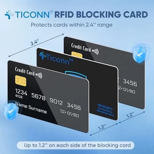 TICONN RFID Blocking Card 4 Pack | Anti-Theft NFC Credit Card Protector for Wallets & Passports thumbnail 3