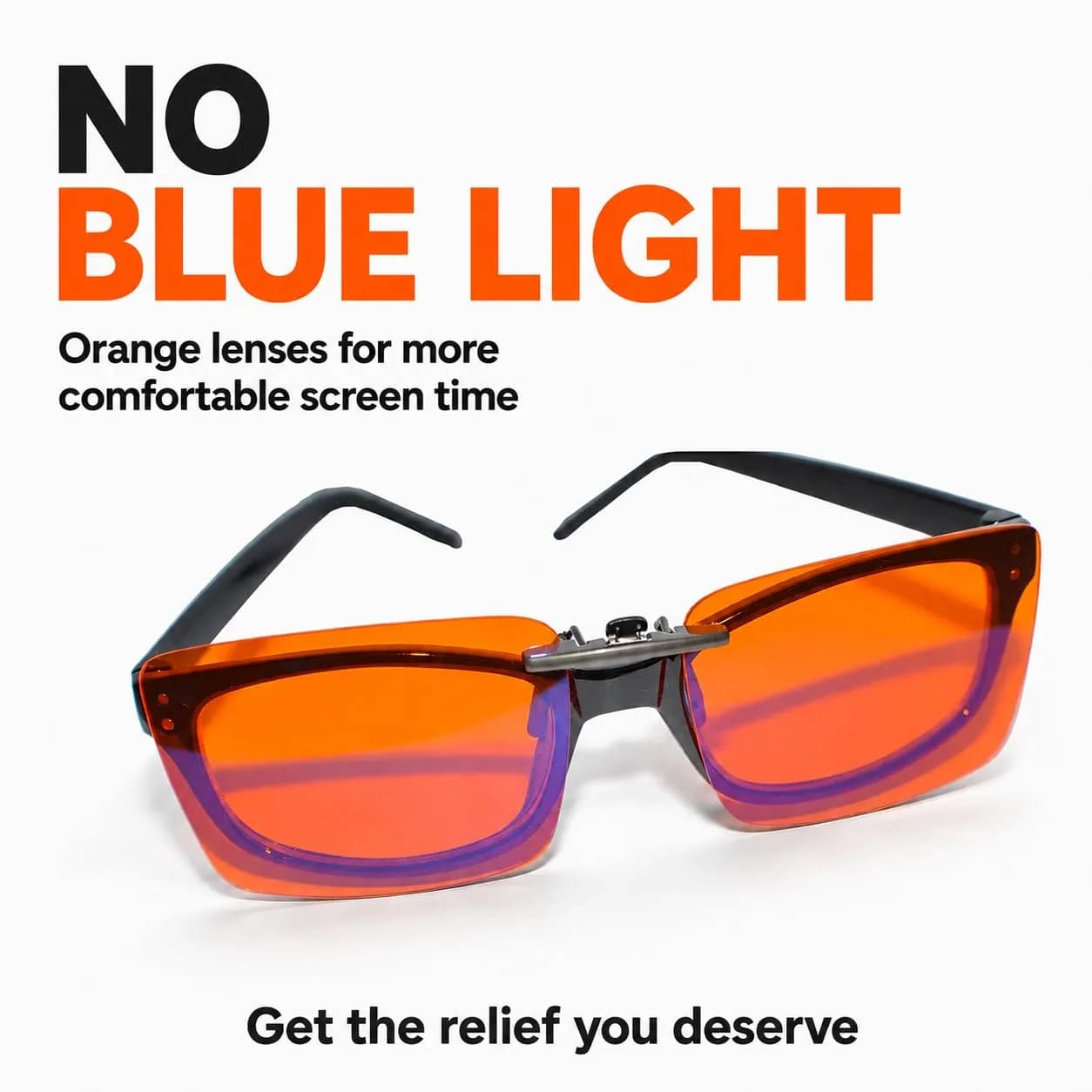 Vyzia Orange Clip-On Blue Light Blocking Glasses for Sleep | 60mm (2.36in) Lens Width - view 5