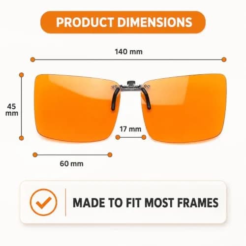 Vyzia Orange Clip-On Blue Light Blocking Glasses for Sleep | 60mm (2.36in) Lens Width thumbnail 7
