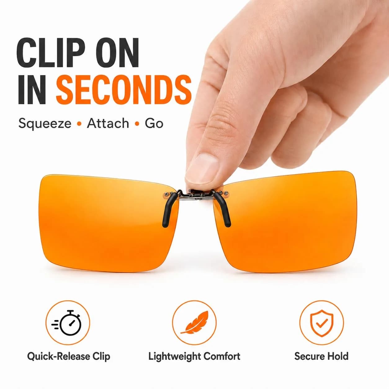 Vyzia Orange Clip-On Blue Light Blocking Glasses for Sleep | 60mm (2.36in) Lens Width - view 2