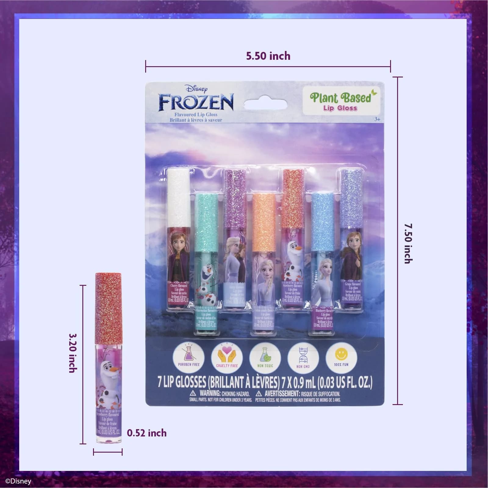 Townley Girl Disney Frozen Lip Gloss Set 7-Piece 0.21 Fl Oz (Pack of 1) | Plant-Based Vegan Formula - view 8