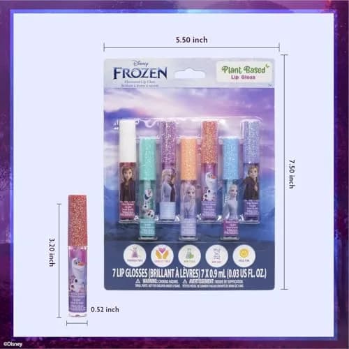 Townley Girl Disney Frozen Lip Gloss Set 7-Piece 0.21 Fl Oz (Pack of 1) | Plant-Based Vegan Formula thumbnail 8