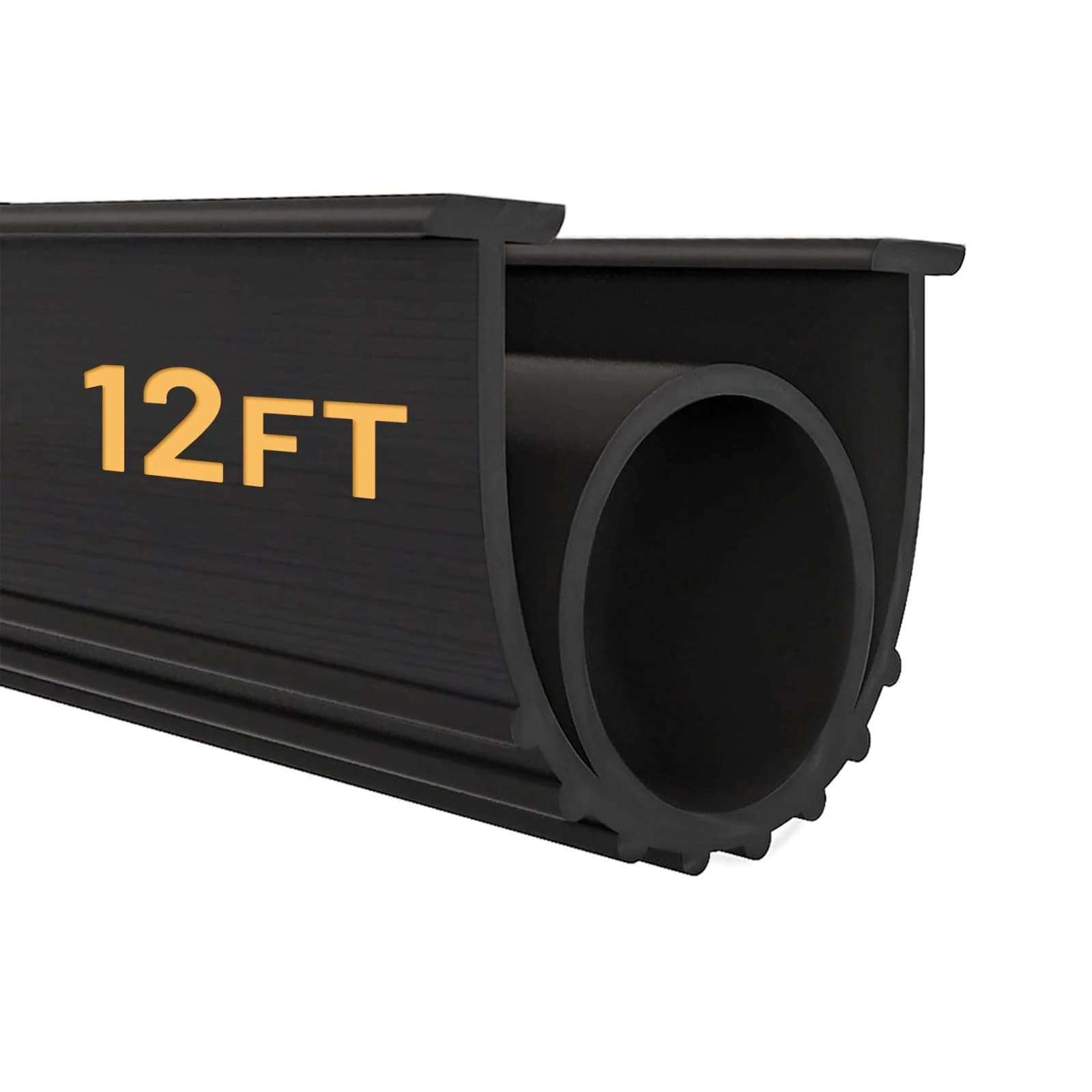 DGSL Garage Door Bottom Seal, 16 FT | Heavy Duty Rubber Weatherproofing for Airtight & Watertight Seal — Black U+O / 12 FT Black U+O