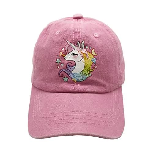 Waldeal Pink Unicorn Hat Adjustable Denim Baseball Cap for Girls | One Size thumbnail 2