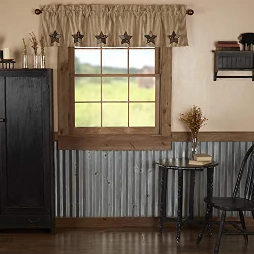 VHC BRANDS Farmhouse Star Cotton Valance 72 in. L x 16 in. W | Vintage Farmhouse Decor thumbnail 1