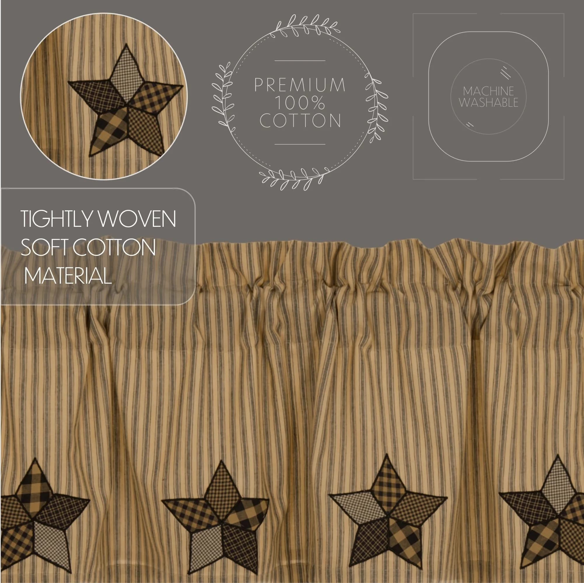 VHC BRANDS Farmhouse Star Cotton Valance 72 in. L x 16 in. W | Vintage Farmhouse Decor thumbnail 5