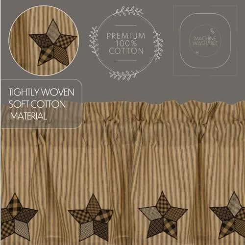 VHC BRANDS Farmhouse Star Cotton Valance 72 in. L x 16 in. W | Vintage Farmhouse Decor thumbnail 5
